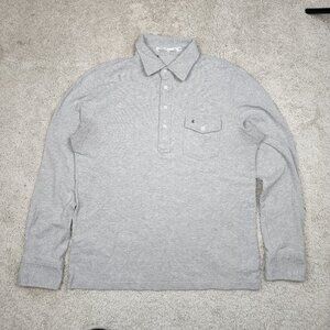 Criquet Long Sleeve Grey Polo Mens Size Medium Golf Casual Fit Cotton USA